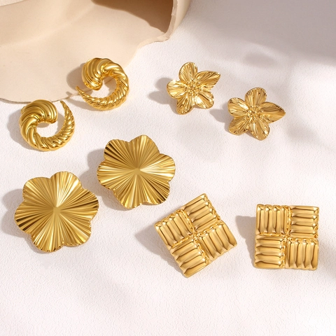 Onregelmatige Geplooide Oorknopjes Met 925 Zilveren Oorsteker Roestvrij Staal Verguld Geometrische Sieraden Vrouwen
