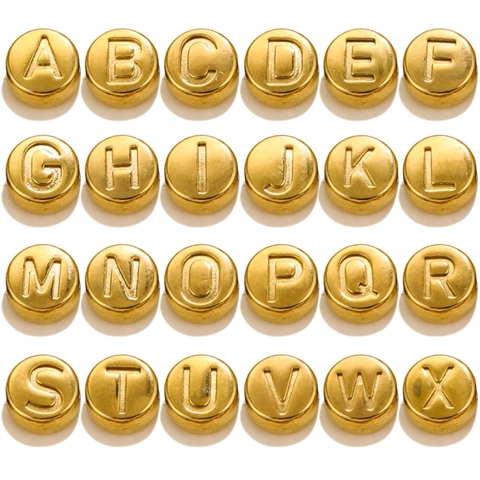 Stainless Steel Round Alphabet Beads Letters Gold And Silver Plated For DIY Jewelry Making Bracelet Necklace