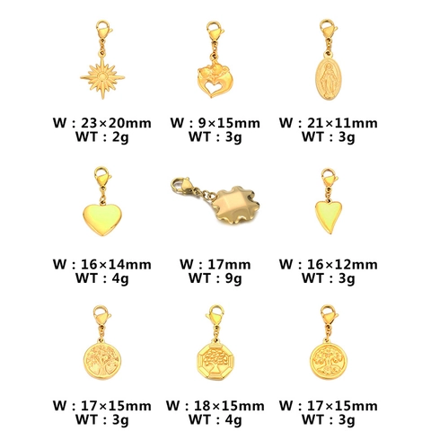 Stainless Steel Charms Pendants With Lobster Clasp Heart Tree Of Life Maria Star For DIY Jewelry Making