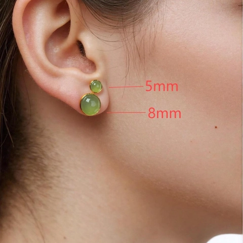 S925 Sterling Silver Natural Jasper Agate Stud Earrings Minimalist Geometric Oval Round Gemstone Earrings For Women Jewelry