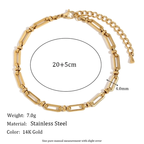 Edelstahl 14K Vergoldete Büroklammer Kette Fußkettchen Für Damen Einfach Retro Geometrisch Verstellbarer Schmuck