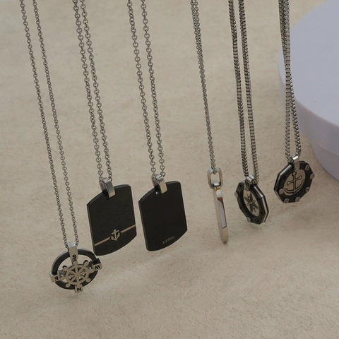 Collana Con Ciondolo In Acciaio Inossidabile Hip Hop Bussola Stella Ancora Quadrato Gioielli Di Moda Geometrici Unisex