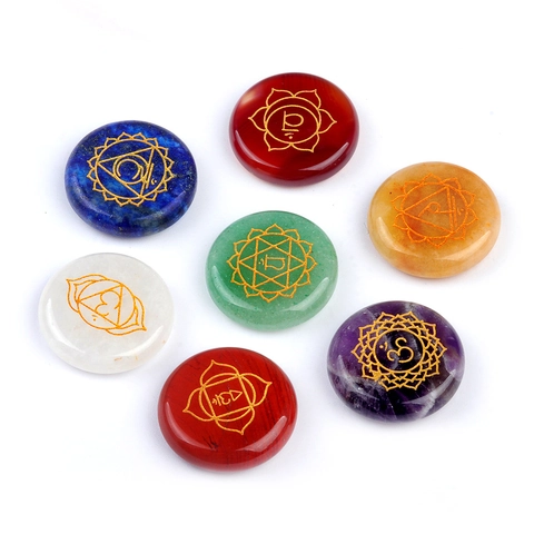 Pietre Chakra In Cristallo Naturale Ametista Lapis Avventurina Agata Rossa Simboli Incisi Meditazione Guarigione Yoga Equilibrio Arredo
