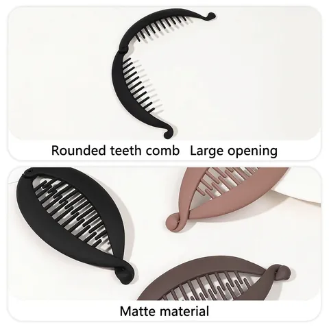 Matte Banana Hair Clip Large Non-Slip Teeth Cross Vertical Clip For Thick Hair High Ponytail Styling Women Plastic