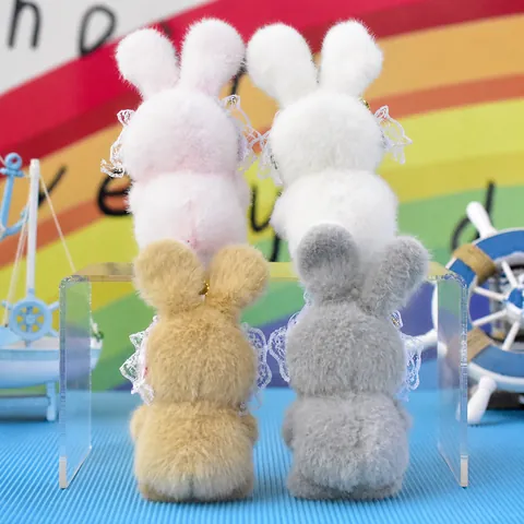 Süßer Plüsch Hase Schlüsselanhänger Mini Häschen Puppe Taschenanhänger Weiches Kuscheltier Mit Spitzendekoration Für Mädchen Damen Geschenk