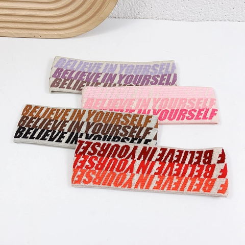 Gebreide Sport Hoofdband Elastische Zweetband Voor Yoga Hardlopen Fitness Believe In Yourself Letterprint Haarband