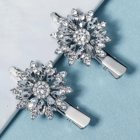 Strass Blumen Haarklammern Elegante Kristall Sonnenblume Entenschnabel Seitenclips Koreanischer Stil Braut Accessoires Für Damen