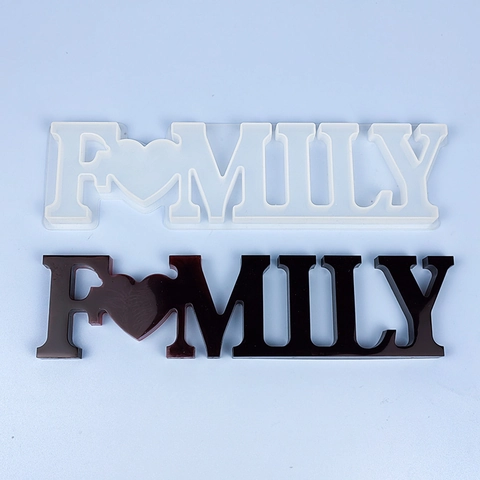 Molde De Silicona Palabra Alfabeto HOME FAMILY LOVE Forma De Corazón Fundición De Resina Bricolaje Adorno