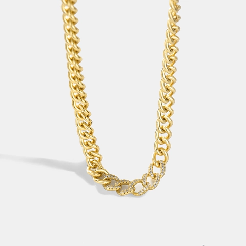 Hip Hop 18K Vergoldet Kupfer Panzerkette Halskette Für Damen Mikro-Zirkonia Iced Out Gliederkette Schmuck Zubehör