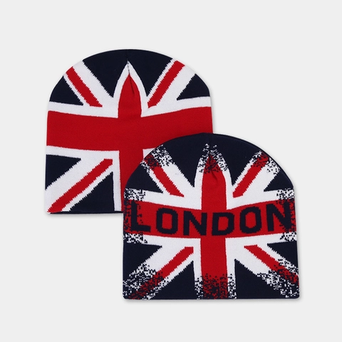 Knit Beanie Hat Acrylic Union Jack Pattern London Lettering Winter Warm Outdoor Casual Streetwear For Men And Women