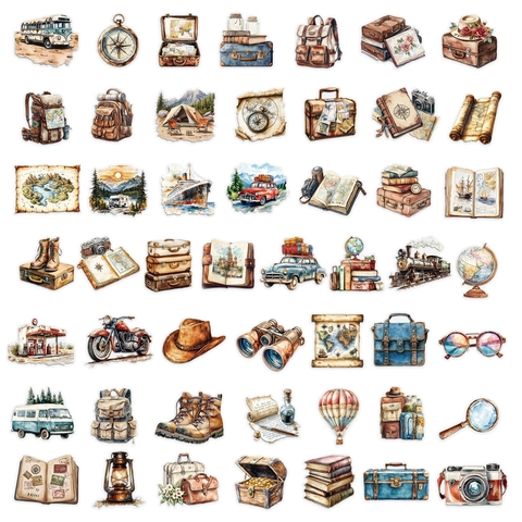 Pegatinas De Viaje Vintage Transparente PET Impermeable Para Scrapbooking Journaling Decoración DIY Botella De Agua