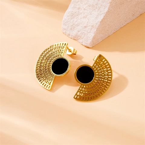 Orecchini a Forma di Ventaglio in Acciaio Inossidabile di Moda Orecchini Placcati Oro Geometrici per Donna Gioielli Minimalisti Moderni