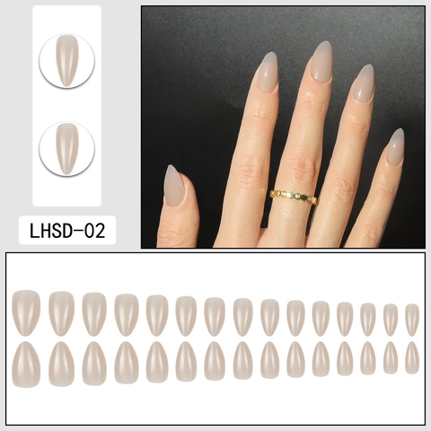 Glossy Solid Color Press On Nails Almond Shape Nude Apricot Simple Elegant Detachable Wearable False Nails