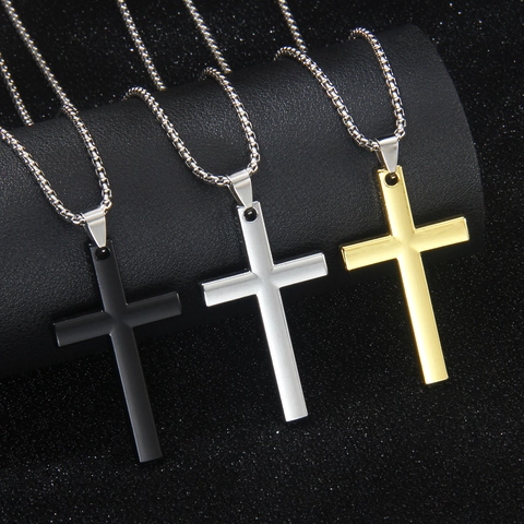 Kruis Hanger Ketting Met Roestvrijstalen Ketting En Legering Kruis Retro Hip Hop Stijl Voor Mannen Vrouwen Minimalistische Sieraden