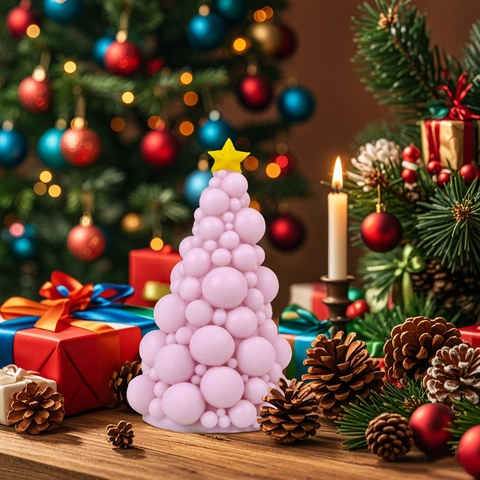 Molde de Silicona de Árbol de Navidad de Burbujas Para Velas de Aromaterapia DIY Resina Artesanía Molde de Pastel de Navidad