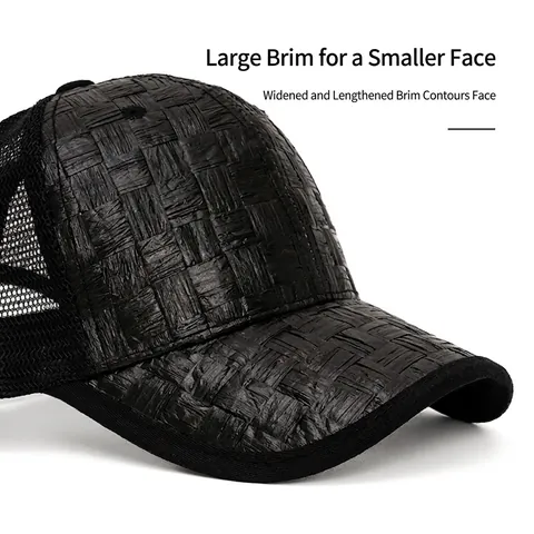 Baseball Cap Straw Paper Woven Mesh Breathable Sun Protection Outdoor Summer Travel Vintage Adjustable Trucker Hat Unisex