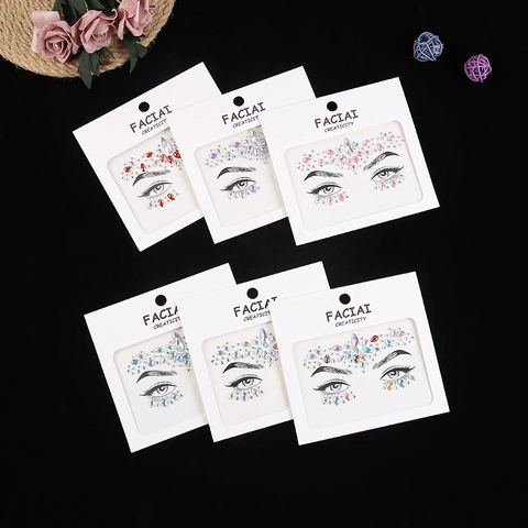 Bijoux De Visage Strass Autocollants En Cristal Pour Maquillage Fête Décoration D'art Corporel Bijoux Scintillants Beauté