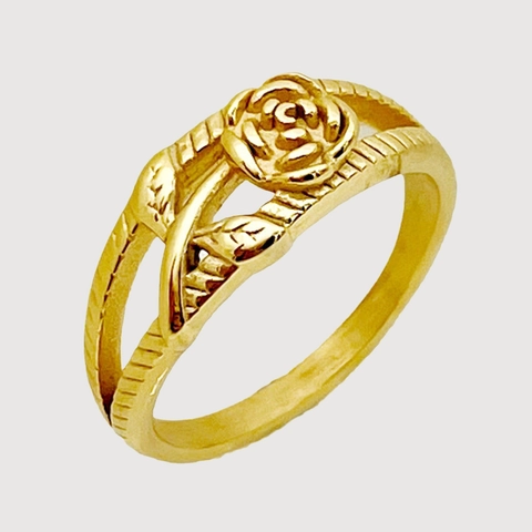 Bague Fleur De Rose Acier Inoxydable Creuse Double Couche Style Rétro Français Bijoux Élégants Accessoire Pour Femmes