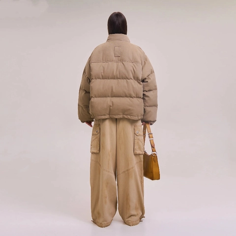 Giacca Imbottita Donna Collo Alto Giubbotto Corto Trapuntato Invernale Streetwear Ricamo Croce