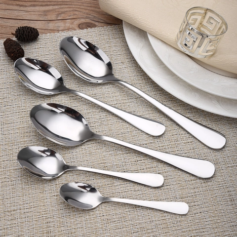 Cucchiai Appuntiti In Acciaio Inossidabile Lucidato A Specchio Cucchiai Per Zuppa Dessert Caffè Per Casa Cucina