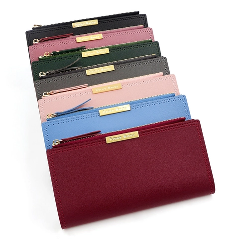 Cartera Larga Mujer Minimalista Cuero PU Gran Capacidad Múltiples Ranuras Tarjetas Bolsillo Monedas Cremallera Bolso