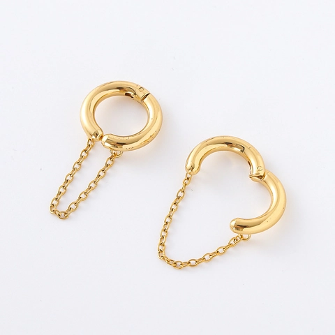 Geometrische Kette Quaste Ohrringe 18 Karat Vergoldet 304 Edelstahl Kreis Herzform Lang Hängender Schmuck Für Damen