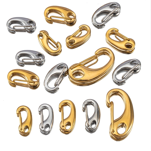 Cierre De Resorte De Acero Inoxidable Mosquetón Gancho Anillo En D Para DIY Joyería Llavero Pulsera Accesorio De Conector