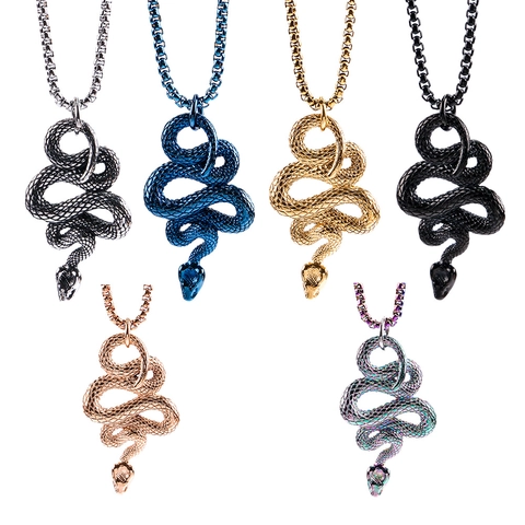 Collana Con Pendente A Serpente In Acciaio Inossidabile Punk Per Uomo Donna Gotico Animale Gioielli Vintage Catena