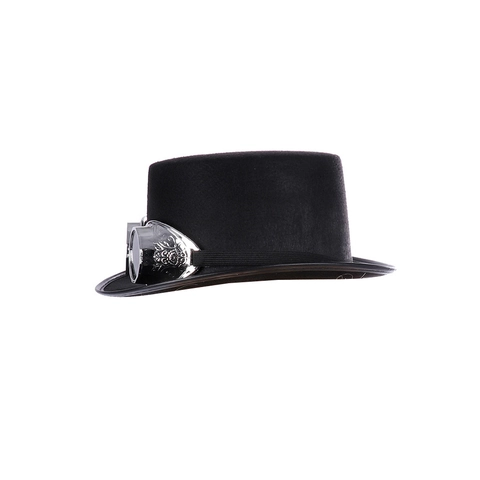 Steampunk Zylinder Mit Brille Schwarz Filz Retro Industrie Halloween Cosplay Kostüm Party Requisite Für Erwachsene