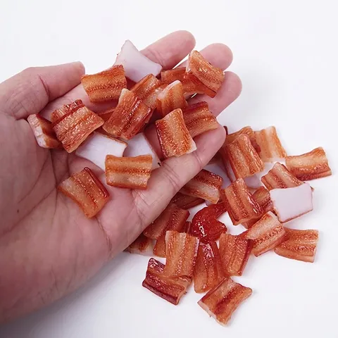 Modello Di Cibo Realistico In Miniatura Fette Di Pancetta Di Maiale PVC Materiale Fai Da Te Per Casa Delle Bambole Oggetto Di Scena