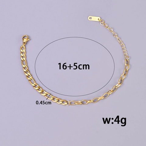Bracciale a Catena Figaro a Cuore in Acciaio al Titanio per Donna Placcato Oro 18K Galvanizzato Gioielli di Moda Minimalisti Regalo