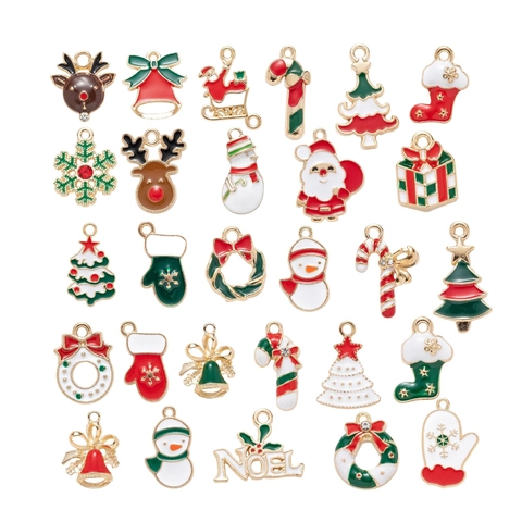 Serie Natalizia DIY Ciondoli in Smalto di Lega Babbo Natale Renna Pupazzo di Neve Fiocco di Neve Accessori Per la Creazione di Gioielli Portachiavi