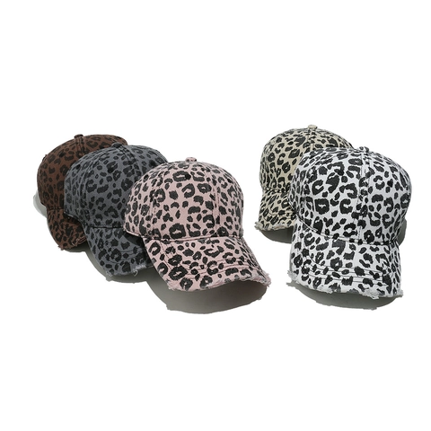 Cappello Da Baseball Con Stampa Leopardata Distressed Cotone Retro Regolabile Sole Donna Vintage