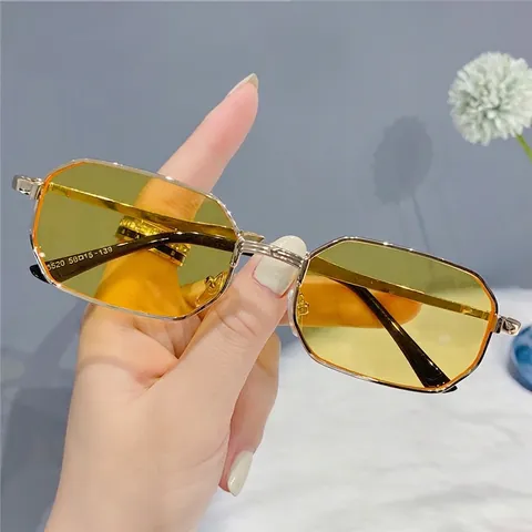 Octagon Polygon Sunglasses Metal Frame Retro Punk Rock Small Geometric Eyewear Unisex UV Protection