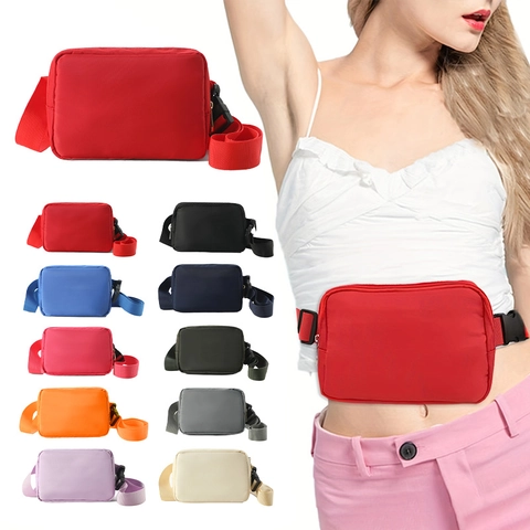 Unisex Nylon Fanny Pack Large Capacity Sports Waist Bag With Adjustable Strap For Outdoor Running Travel Casual Chest Bag