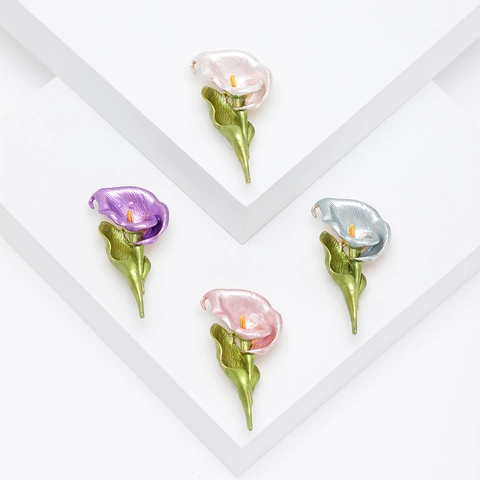 Elegante Spilla a Forma di Calla per Donna in Lega di Smalto Floreale Pin Stile Coreano Ins Abbigliamento Gioielli Accessori Matrimonio Festa Regalo