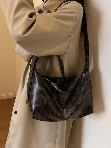 Vintage Hobo Tasche Aus PU Leder Für Damen Große Kapazität Schultertasche Für Pendler Minimalistischer Lässiger Stil