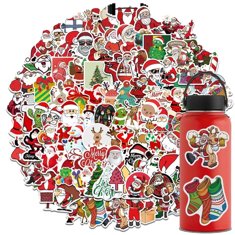 Adesivi Graffiti Natalizi Cartoni Animati PVC Impermeabile Decalcomanie Per Valigia Laptop Frigorifero Decorazione Carina DIY