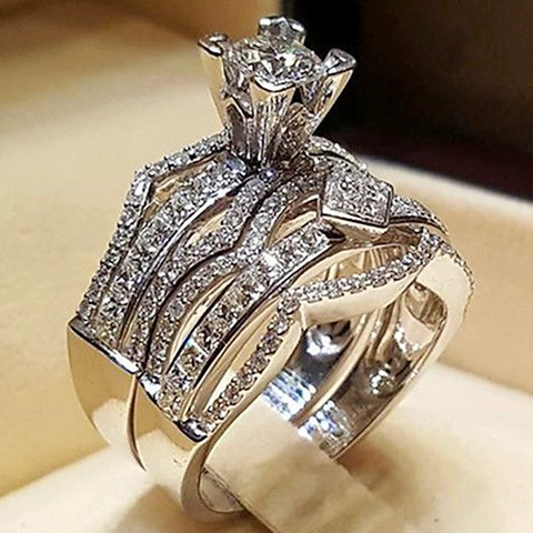 Luxury Square Cubic Zirconia Bridal Engagement Rings Copper Princess Cut Pave Geometric Jewelry For Women Party Banquet