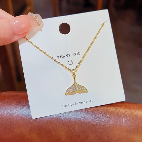 Meerjungfrau Schwanz Anhänger Halskette Edelstahl Mit Zirkonia Minimalistische Sommer Schlüsselbein Kette Für Damen