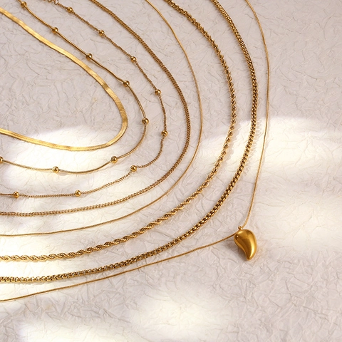 Collana A Catena Figaro Corda Serpente Scatola In Acciaio Inossidabile Placcato Oro 18K Gioielli Di Moda Per Donna