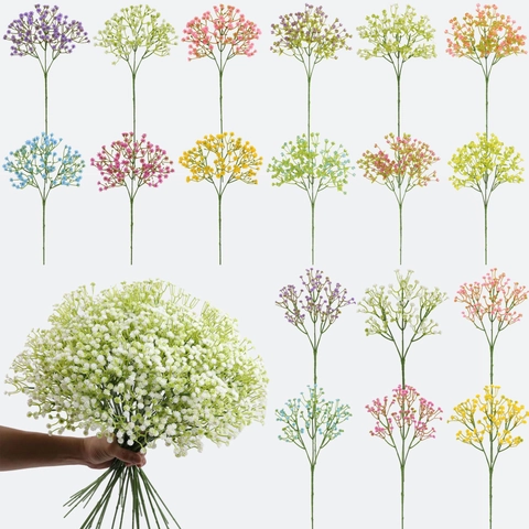 Artificial Baby's Breath Flowers Plastic Gypsophila Bouquet For Wedding Home Hotel Party Decoration Multi Color Stems