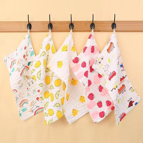 Pure Cotton Muslin Baby Washcloths Breathable Absorbent Soft High Density Gauze Face Towel For Feeding Infants Toddlers
