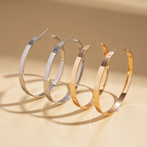 Minimalist Geometric Hoop Earrings Large Round Polished Copper With 925 Sterling Silver Earring Post For Women Fashion Accessory