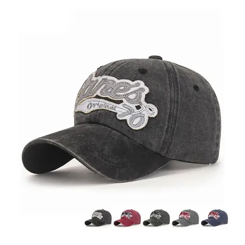 Cappello Da Baseball In Cotone Lavato Vintage Patch Ricamato Regolabile Protezione Solare Cappello Unisex