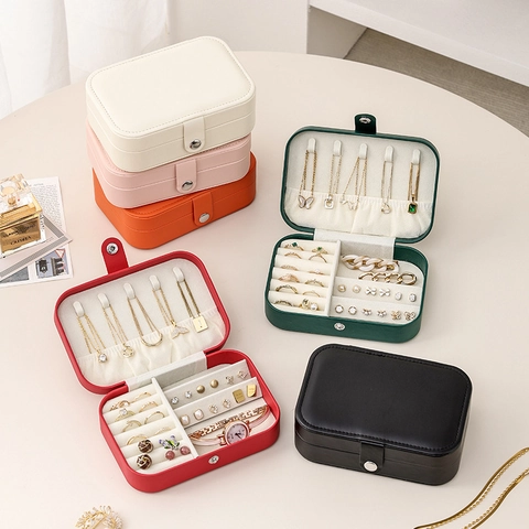 Portagioie Portatile Custodia Organizer Pelle PU Impermeabile Archiviazione Viaggio Per Anelli Orecchini Collane Colore Solido