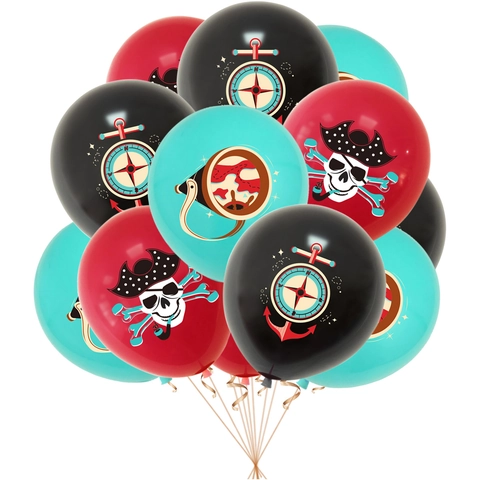 Pirate Theme Balloons Latex Printed Skull Crossbones Compass Anchor Decorations For Birthday Party Event Supplies