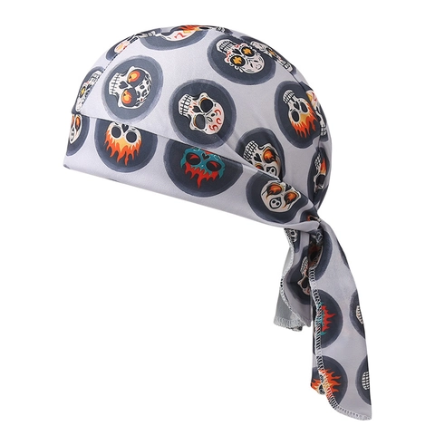Halloween Pirate Hat Headscarf Durag Polyester Breathable Tie Back Cycling Sports Party Ghost Skull Print Men Women