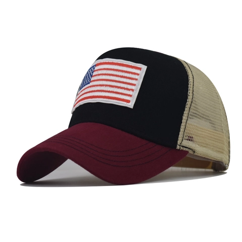 Gorra Trucker Algodón Malla Béisbol Bandera Americana Bordado Vintage Ajustable Snapback Gorra Sol Exterior