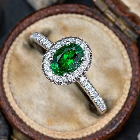Anillo Halo De Piedra Preciosa Verde Óvalo Cobre Con Circón Joyería De Moda Geométrica De Lujo Vintage Para Mujeres